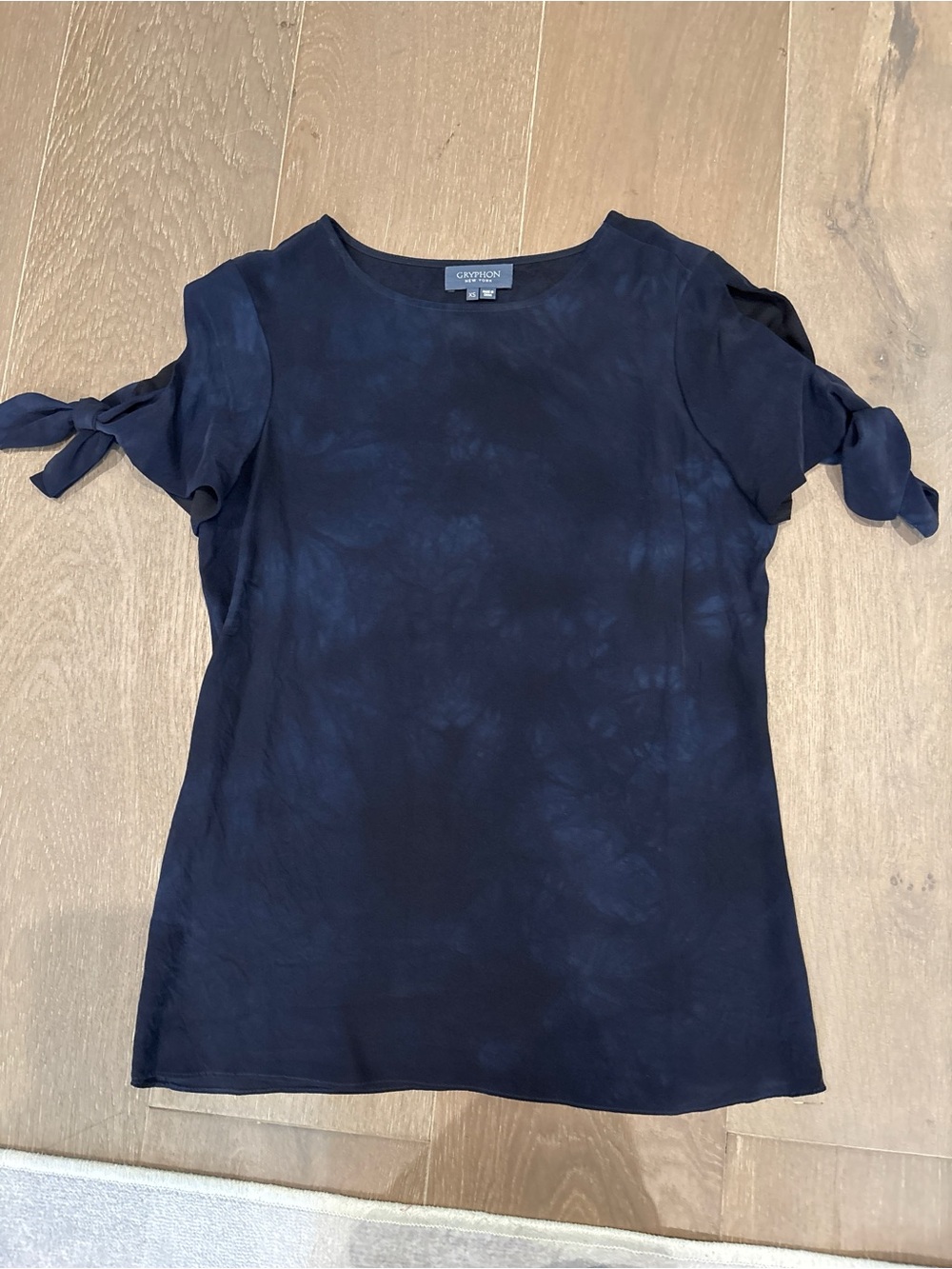 Gryphon Navy Blue Short-Sleeve Tie-Sleeve Top